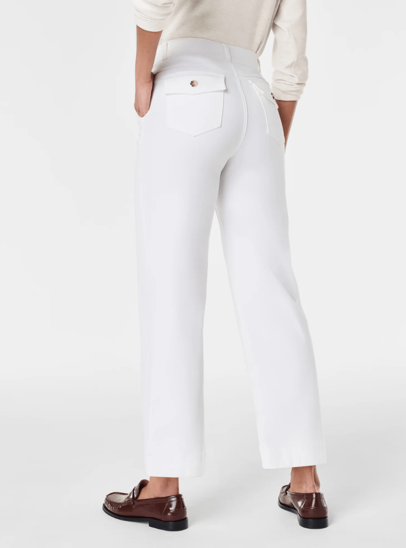 TUMMY CONTROL TWILL CROPPED WIDE LEG PANT