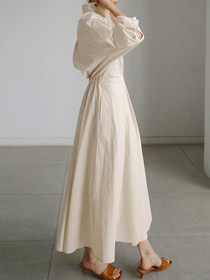 Buttoned Long Sleeve Maxi Robe