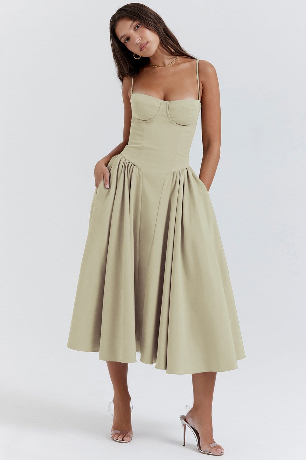 Sleeveless Corset Fit Midi Dress