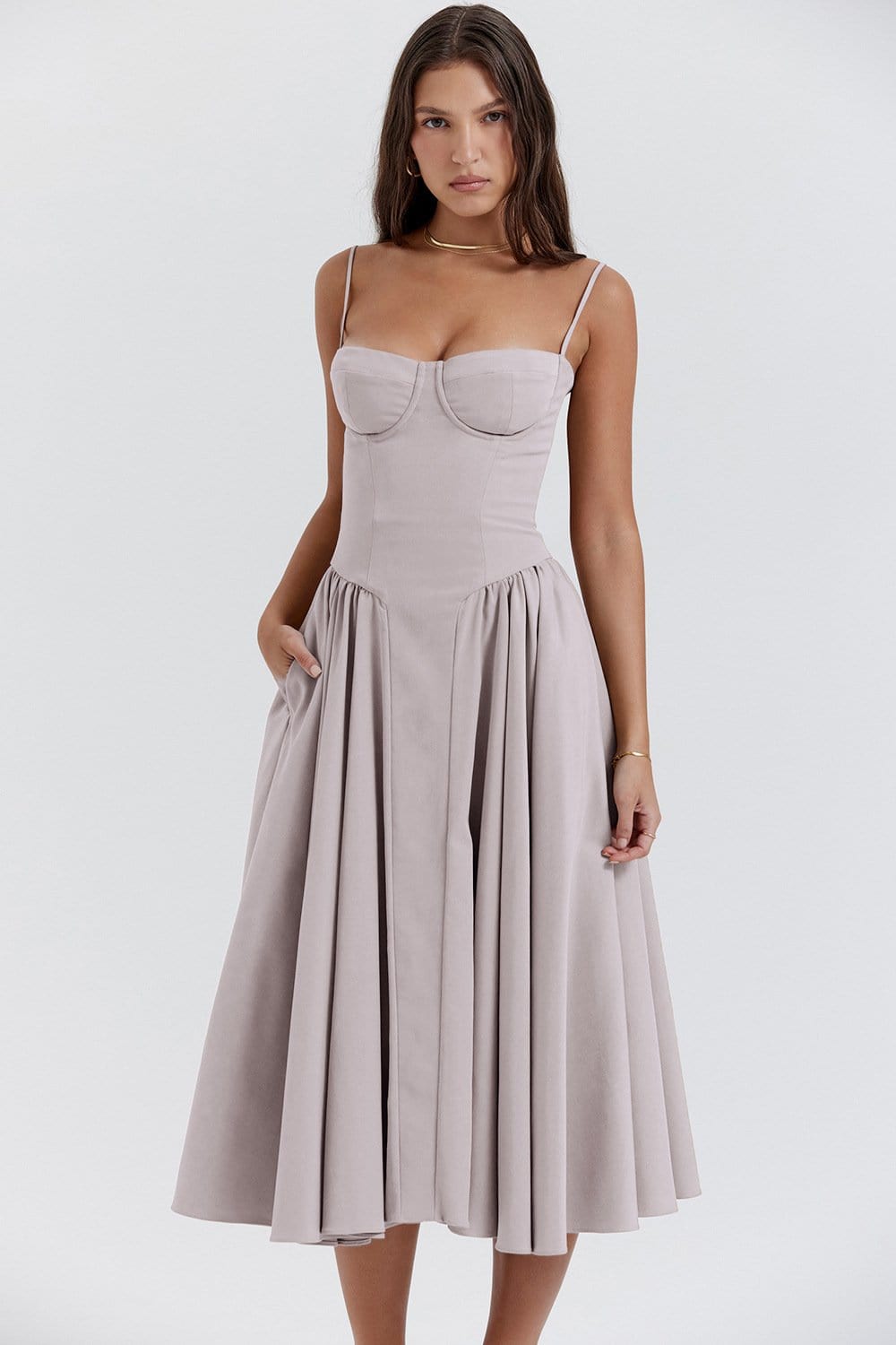 Sleeveless Corset Fit Midi Dress