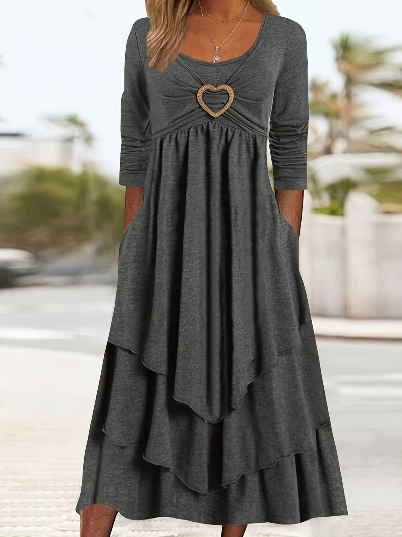 Leila - Heart ring decor layered dress