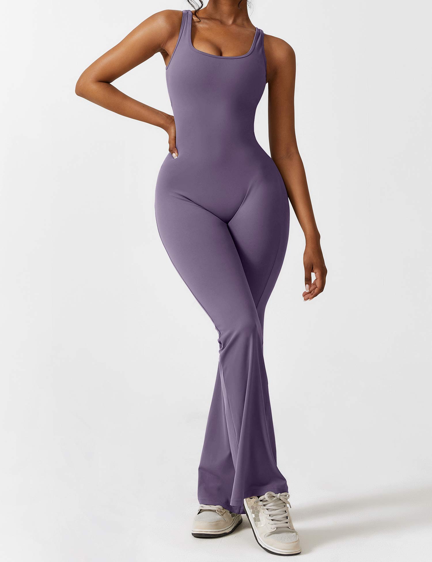 V-Back Flared Jumpsuit