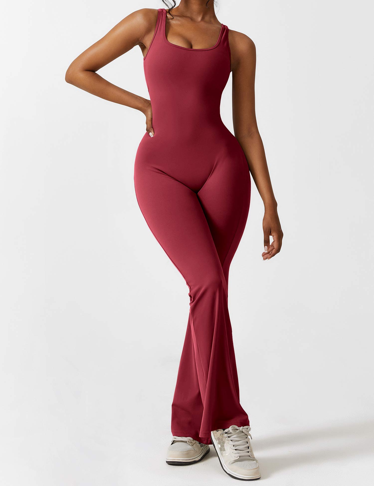 V-Back Flared Jumpsuit