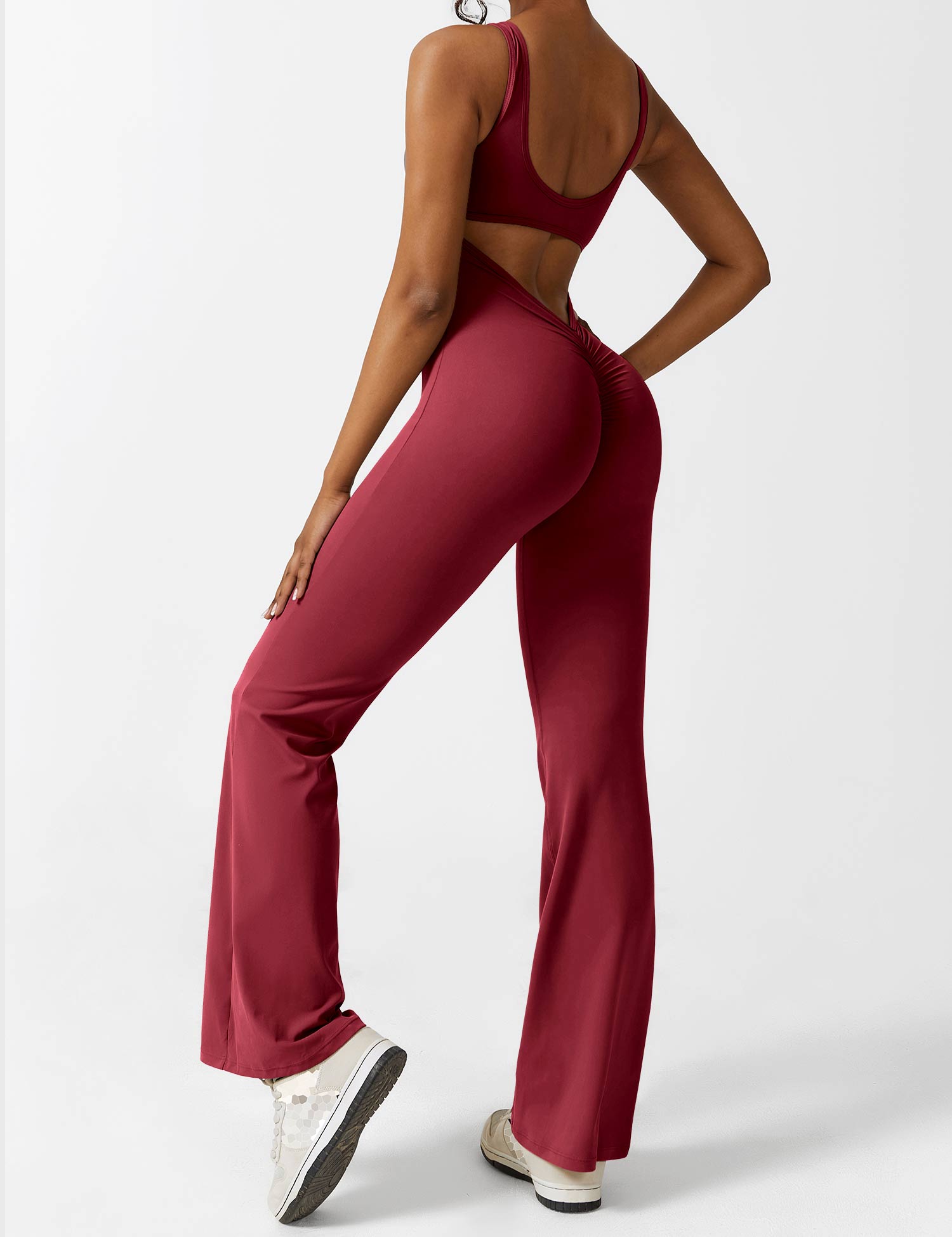 V-Back Flared Jumpsuit